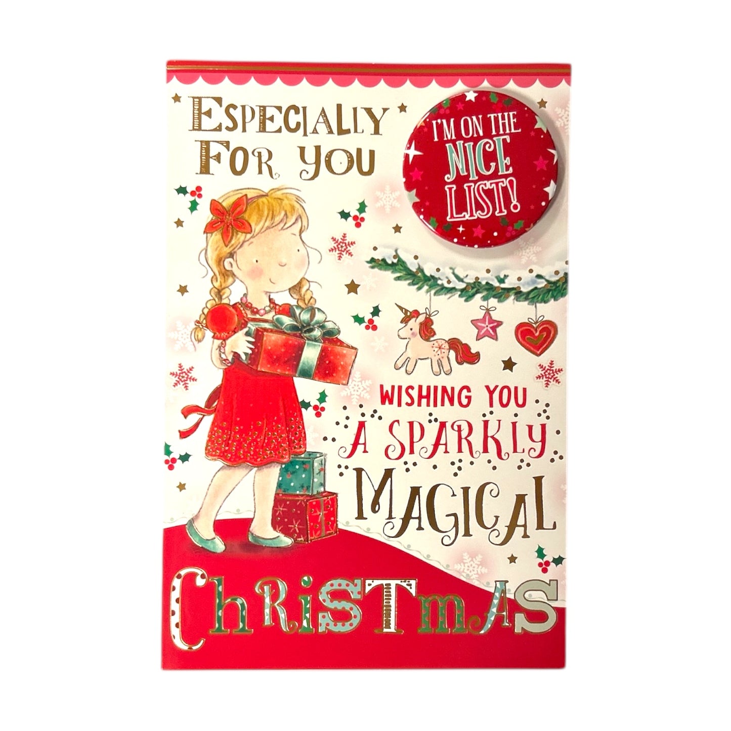 Especially For You Sparkly Magical Christmas Card With Badge