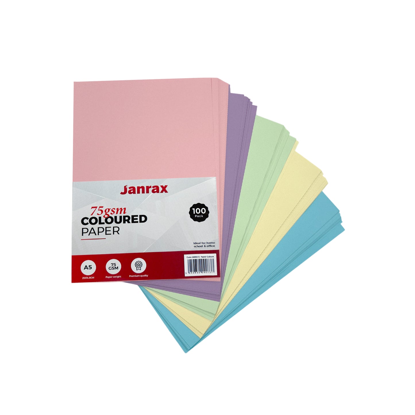 Pack of 1000 A5 Assorted Pastel Coloured Paper 75gsm Sheets