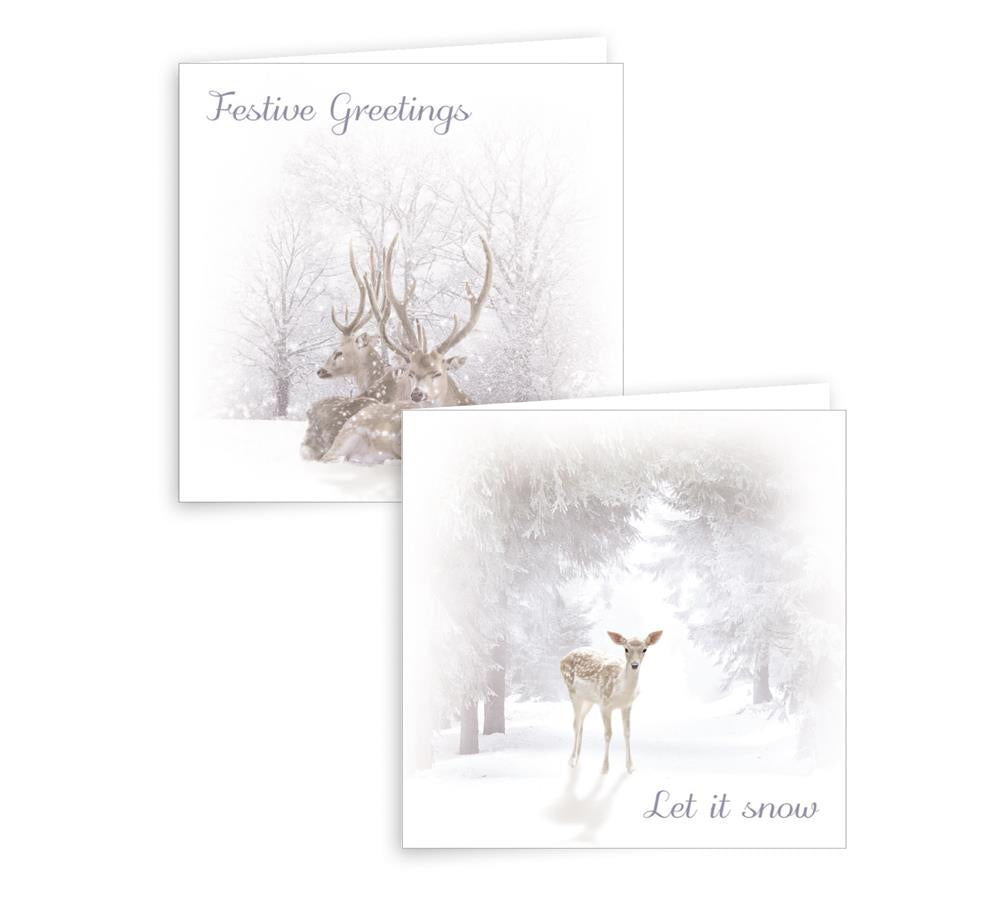 Pack of 10 Woodland Scene Design Square Christmas Cards