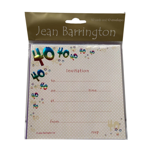 Pack of 10 - 40th Birthday Party Invitations Card