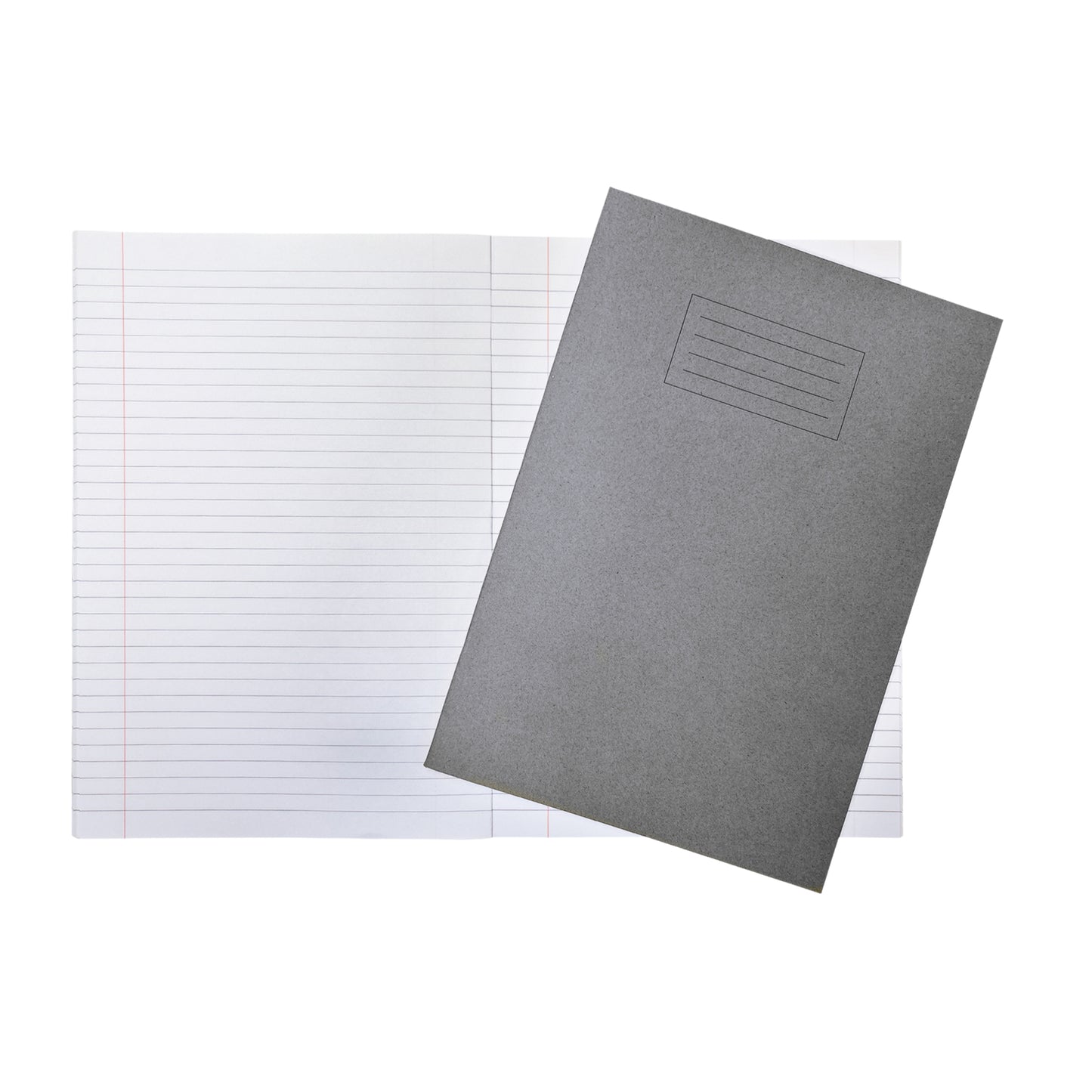 Janrax A4 Grey 80 Page Feint Ruled with Margin Exercise Book WF Paper with 225gsm Manilla Cover