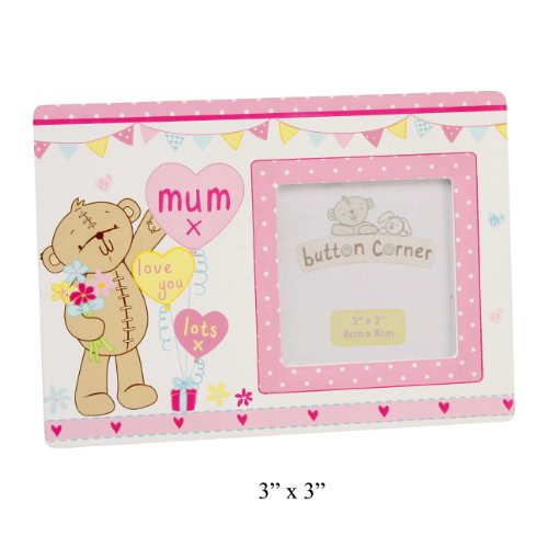 Button Corner MDF Photo Frame 3x3 - Mum Quality Birthday Gift