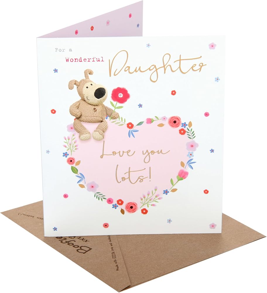 Boofle On A Big Heart of Flowers Daughter Birthday Card