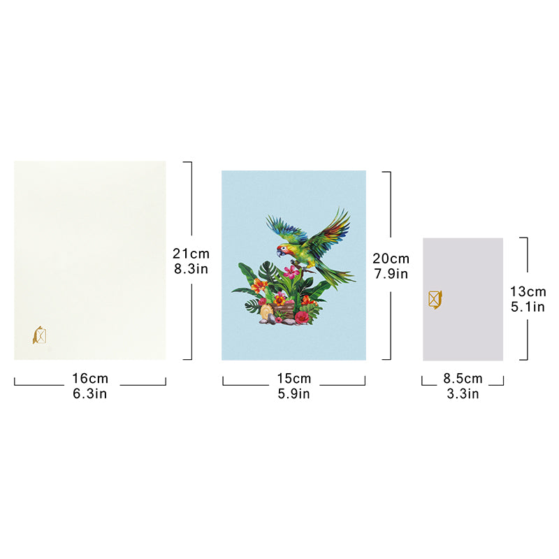 Exotic Wishes Parrot in Bloom 3D Pop Up Greeting Card - Birthday Mother Anniversary Valentine's Day
