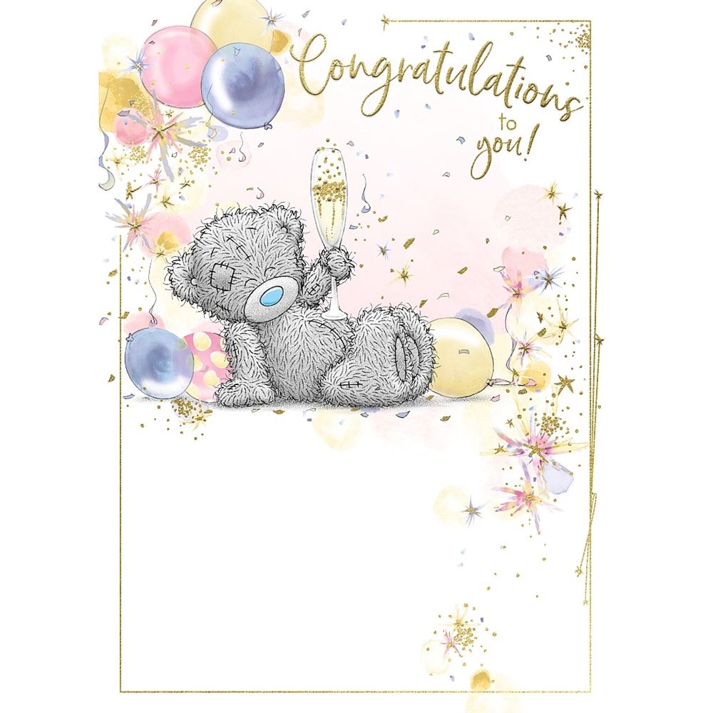 Bear With Champagne Congratulations Card