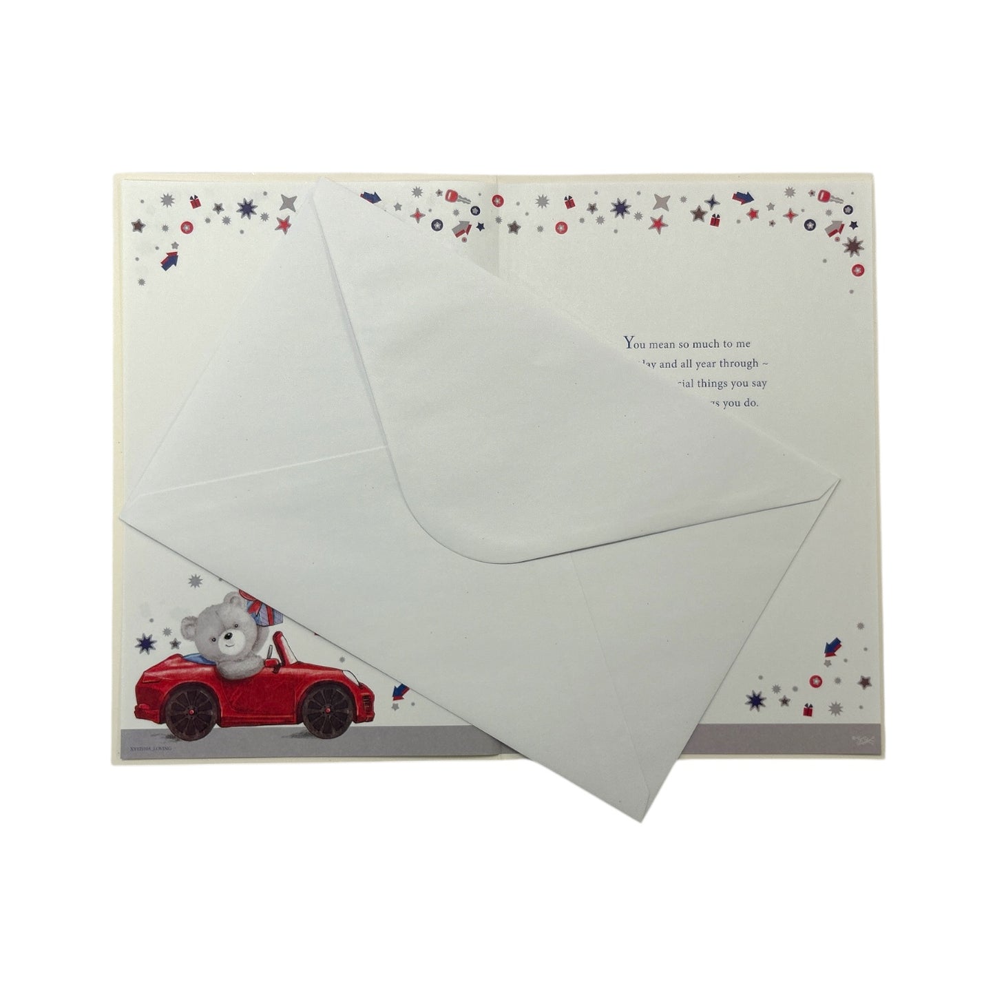 To My Husband Teddy In Red Car Design Birthday Card