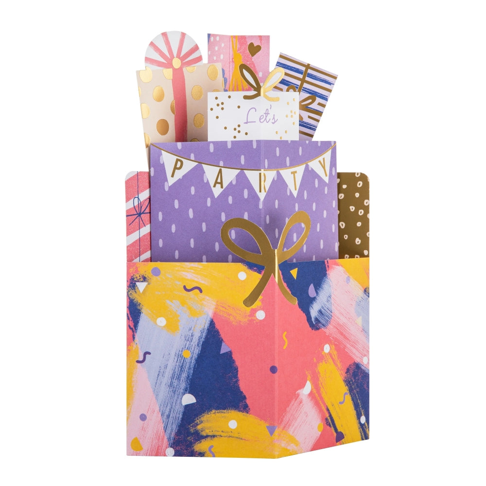 3D Pop-Up Pink Stack of Presents Design Birthday Card
