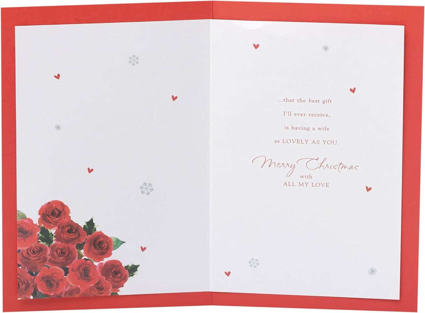 Wife Christmas Card Red Floral Design