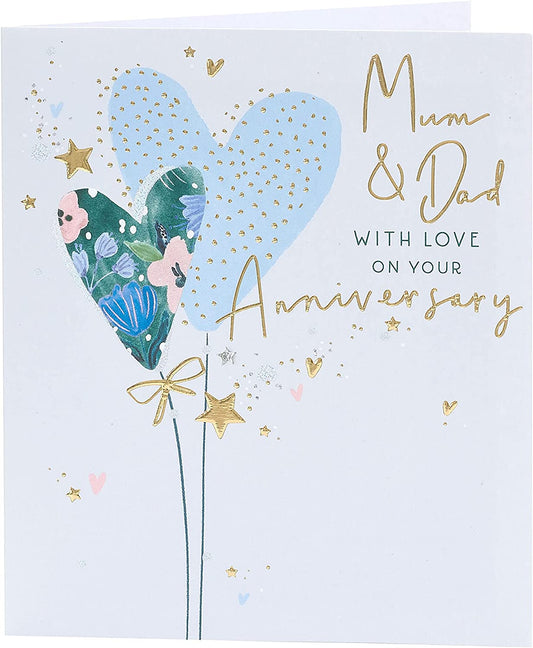 Pretty Hearts Design Mum & Dad Anniversary Card