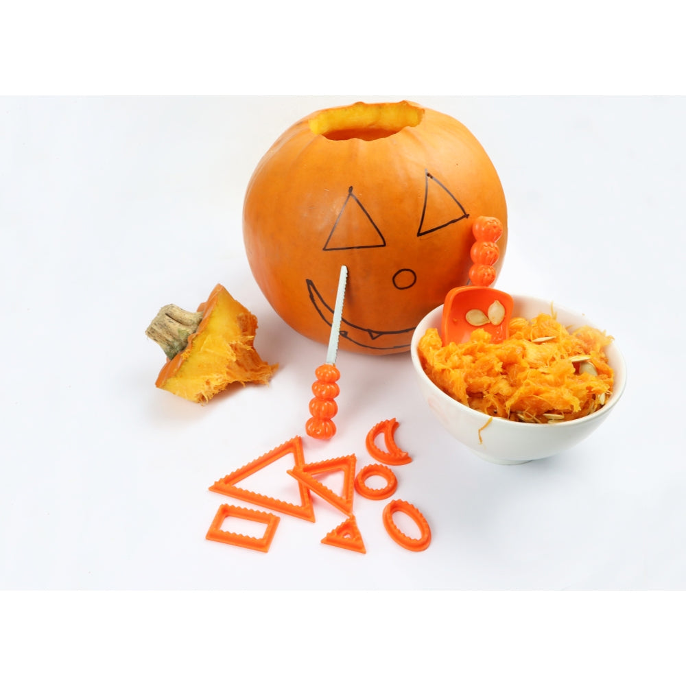 Halloween 9 Piece Pumpkin Carving Tool Set - Stencils Cutter Scooper