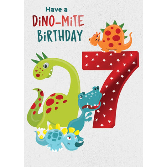 Dinosaurs 7th Birthday Card