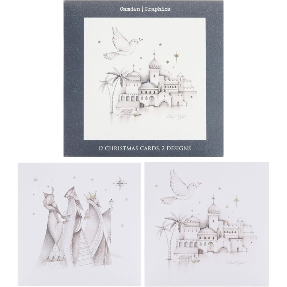 2 Religious Pencil Designs Multipack of 12 Christmas Cards