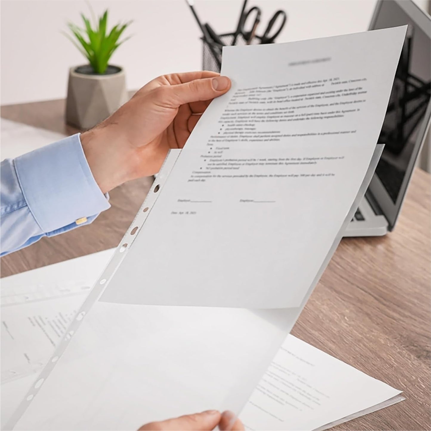 Pack of 250 A4 Glass Clear Punched Pockets by Janrax