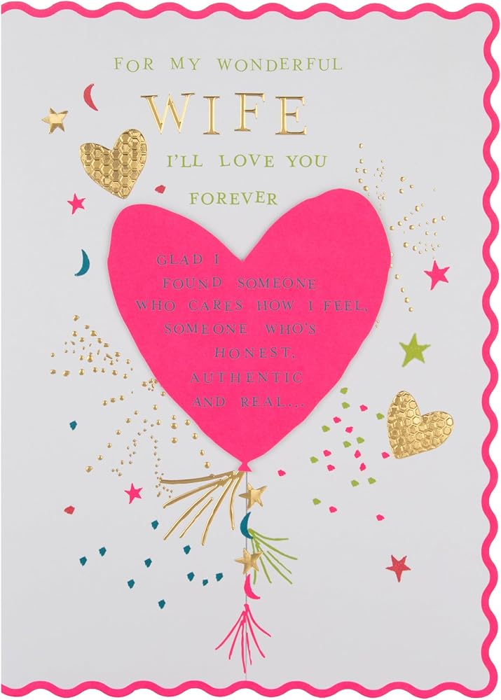 Traditional Graphic Heart Luxury Boxed Wife Birthday Anniversary Card