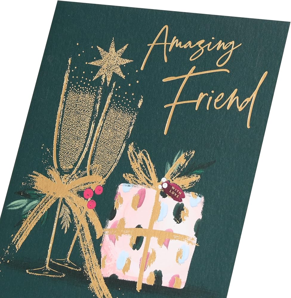 Chamagne Flutes & Present Friend Christmas Card