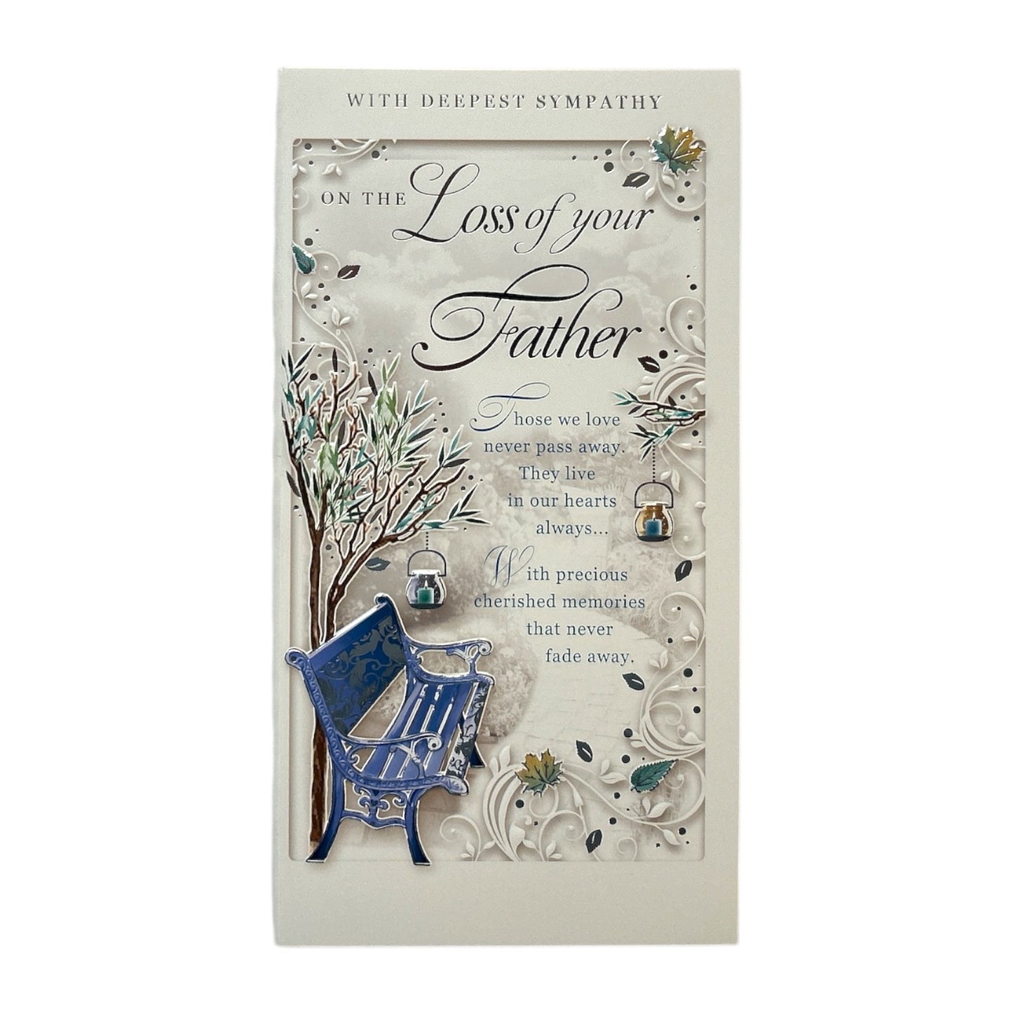 On The Loss of Your Father Autumn Design Sympathy Opacity Card