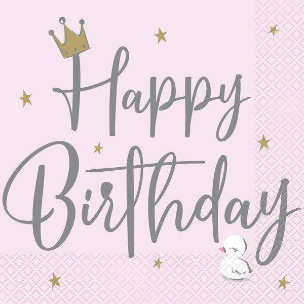 Pack of 16 Swan Birthday Luncheon Napkins