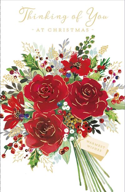 Thinking of You Bunch of Roses Foil Finished Christmas Card 