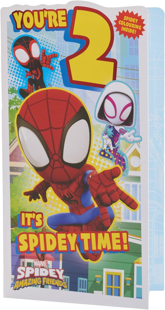 Colouring Design Marvel Spider-Man 2nd Birthday Card for Him/Boy