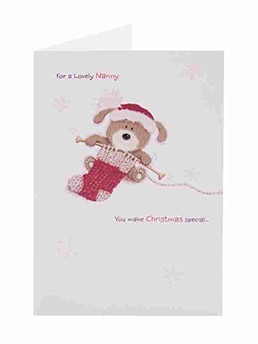Lots Of Woof Lovely Nanny Knitting Christmas Greeting Card