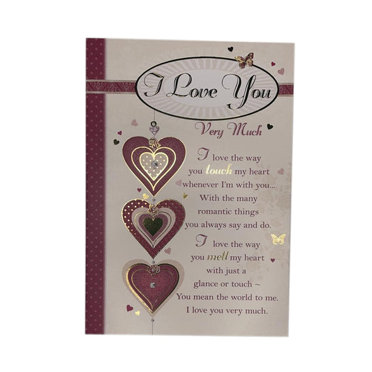 I Love You Very Much Hearts Design Open Greeting Card