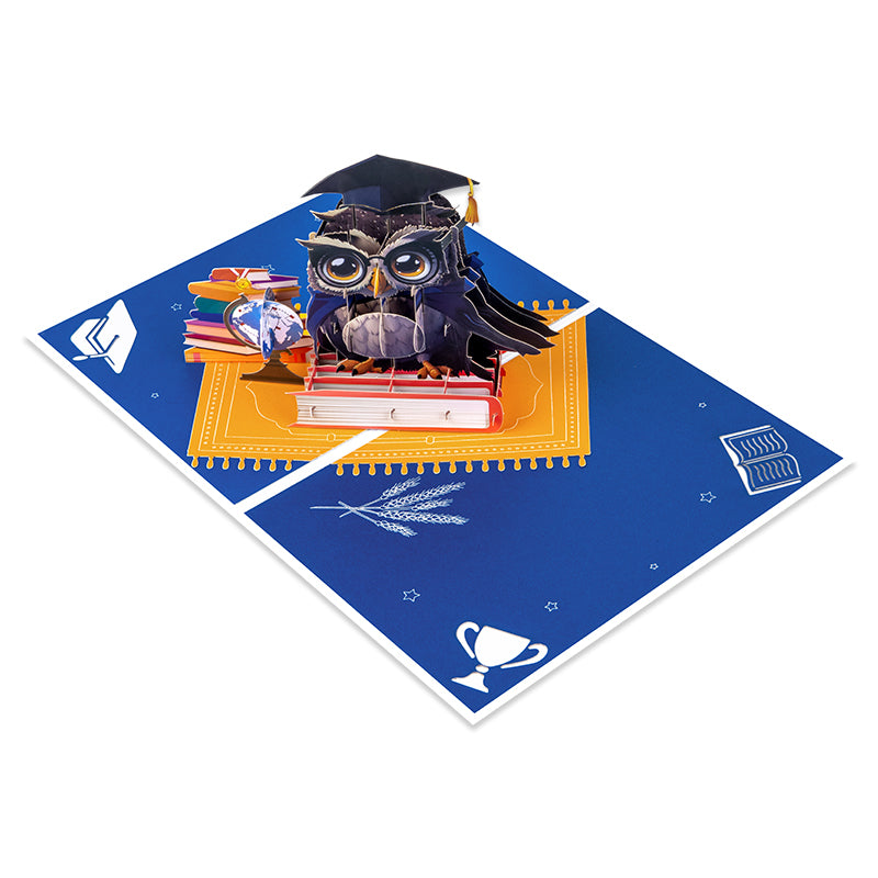 Owl Celebration Scene 3D Pop Up Graduation Congratulations Card