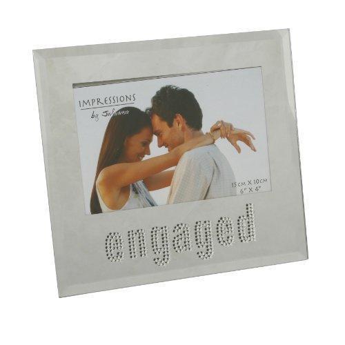 Engaged Mirrored 6" x 4" Photo Frame with Crystal Words