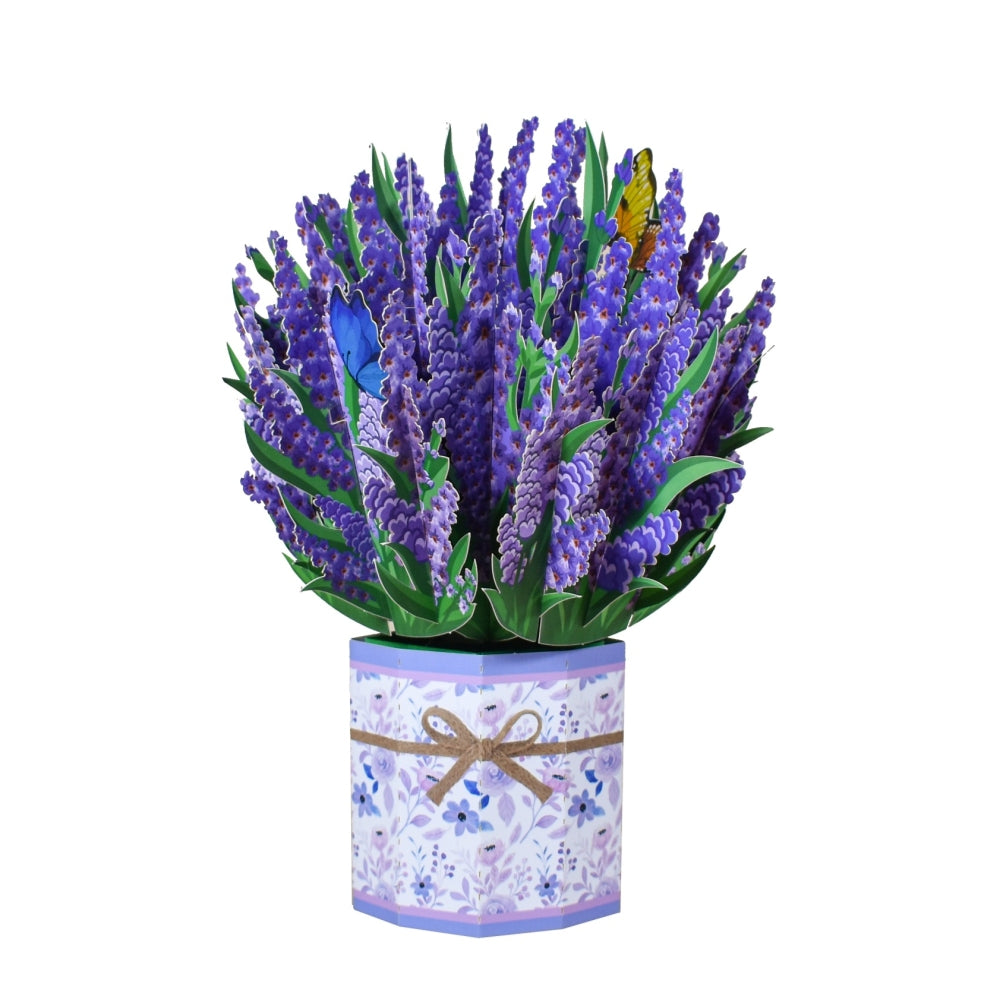 Purple Charm Bouquet in Decorative Vase 3D Pop-Up Greeting Card - Mother's Day Thank You Birthday