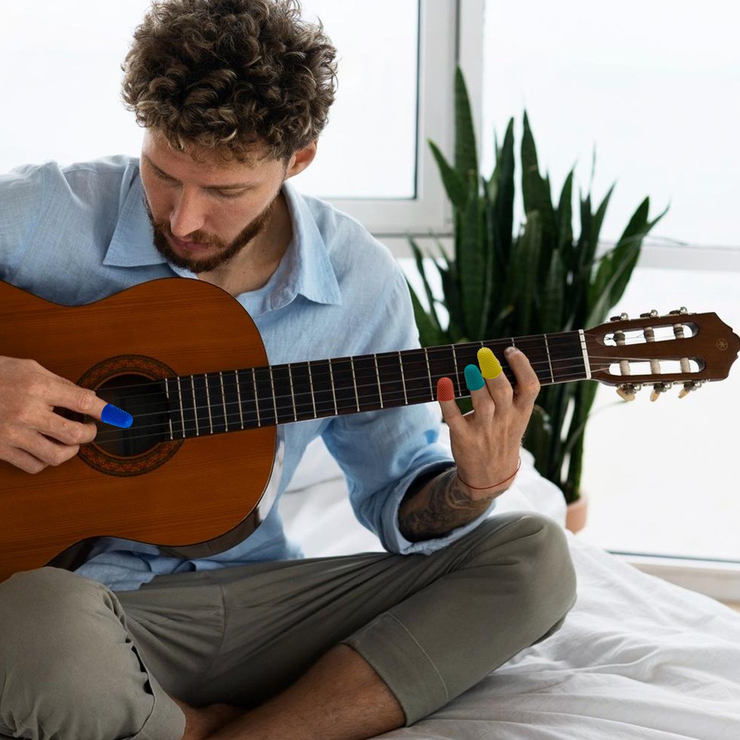 Pack of 15 Assorted Size Rubber Thimblettes - Coloured Thimble Finger Cones