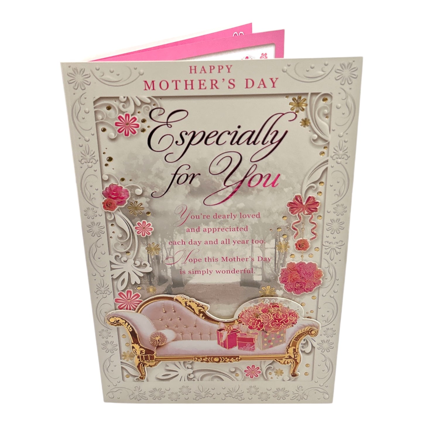 Happy Mother's Day Especially For You Foil Printed Sofa Design Open Card