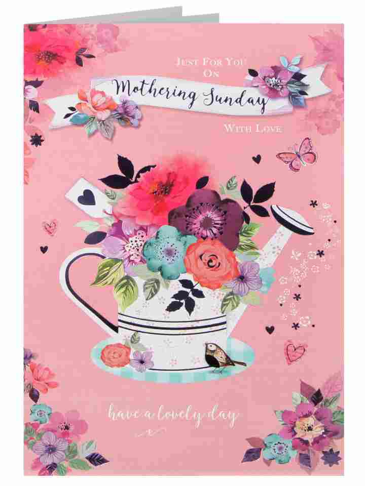 Traditional Watering Flowers Nice Verse Mothering Sunday Mother's Day Card