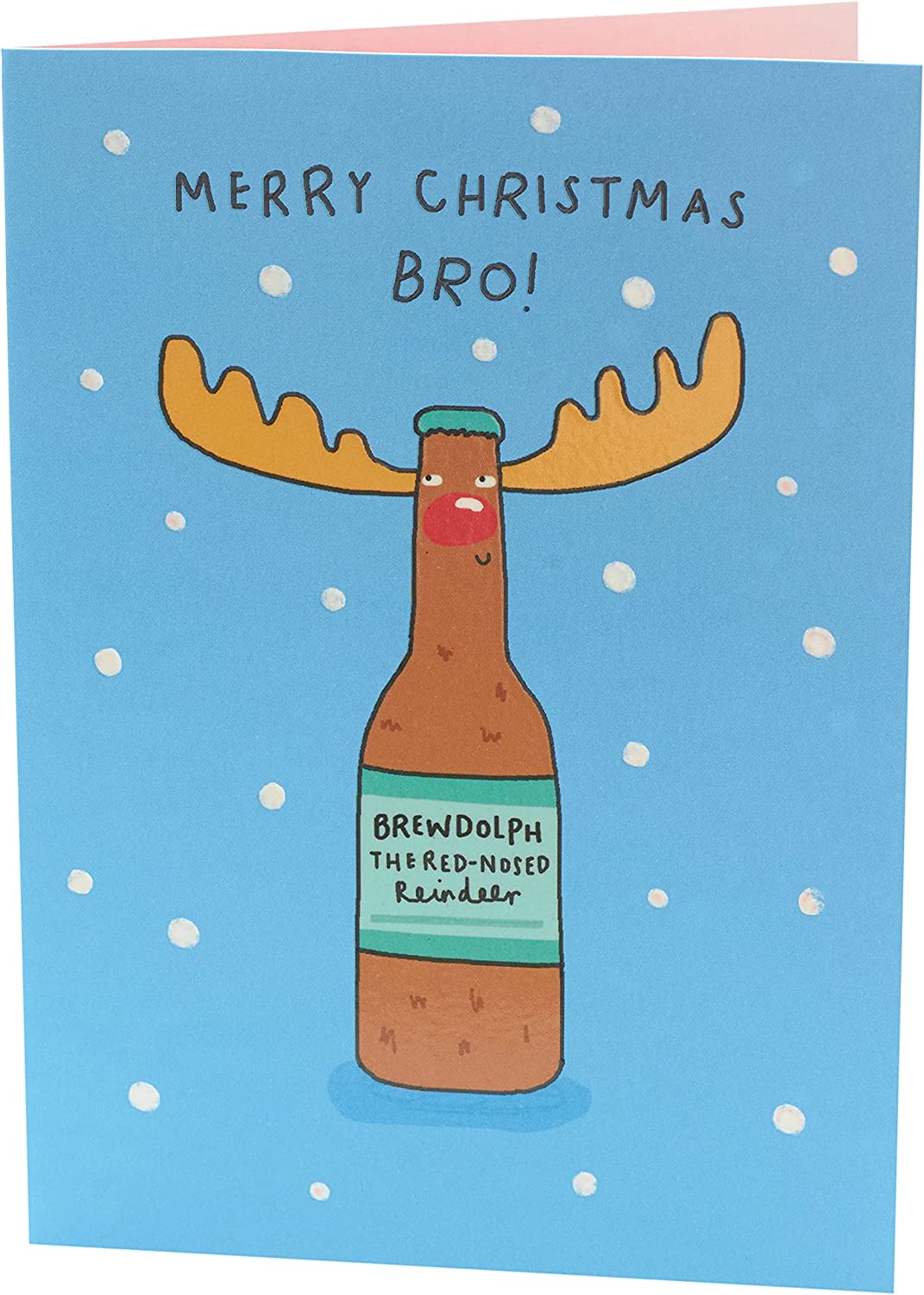 Brother Christmas Card Reindeer Drinking Beer Funny