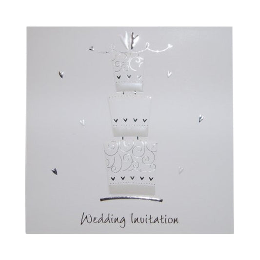 Pack of 5 Luxury White 'Cake' Wedding Invitations