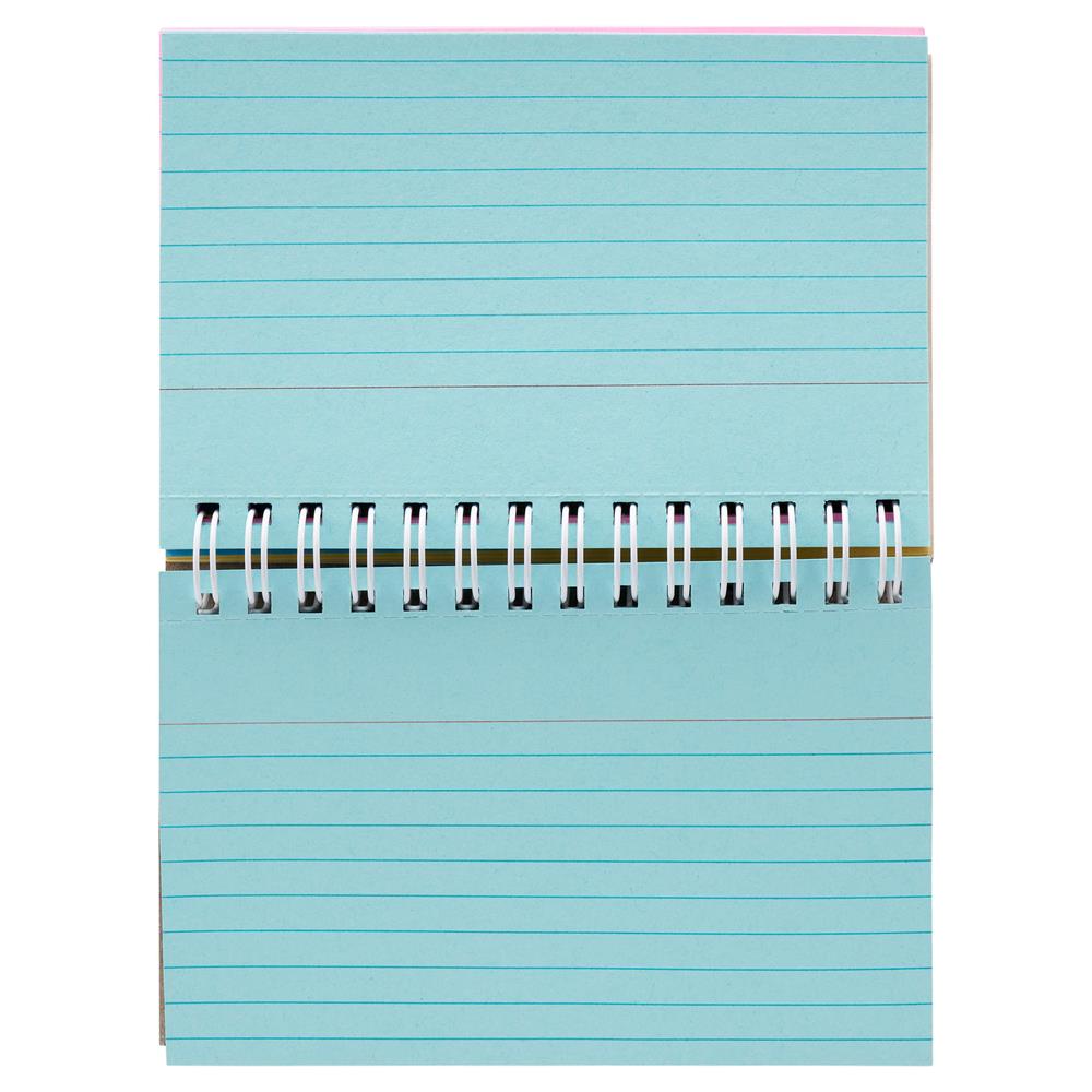 Pack of 50 5"x3" Spiral Ruled Coloured Index Cards by Concept