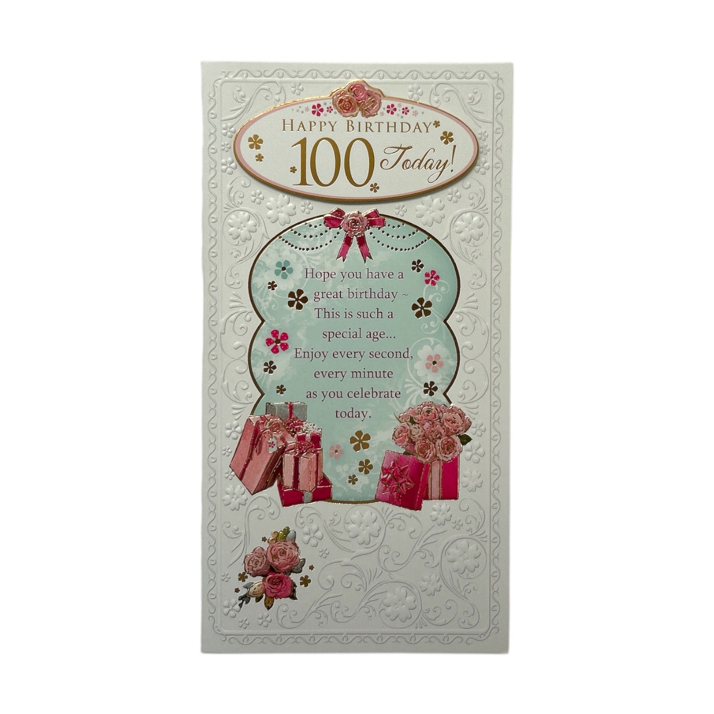 Happy Birthday 100 Today! Open Female Soft Whispers Card