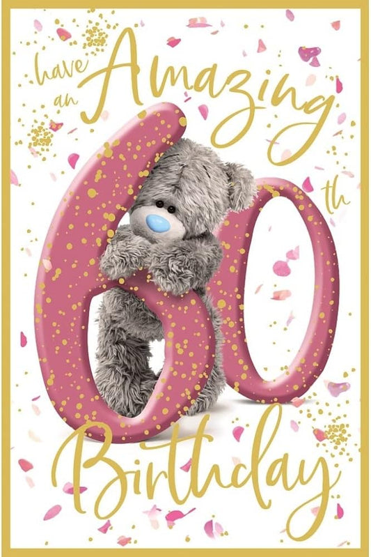 Bear Peaking Through 60th Birthday Card