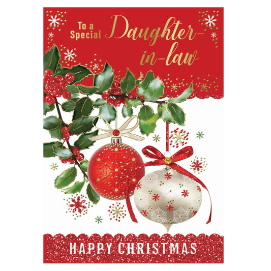 To a Special Daughter In Law Decorative Baubles Design Christmas Card