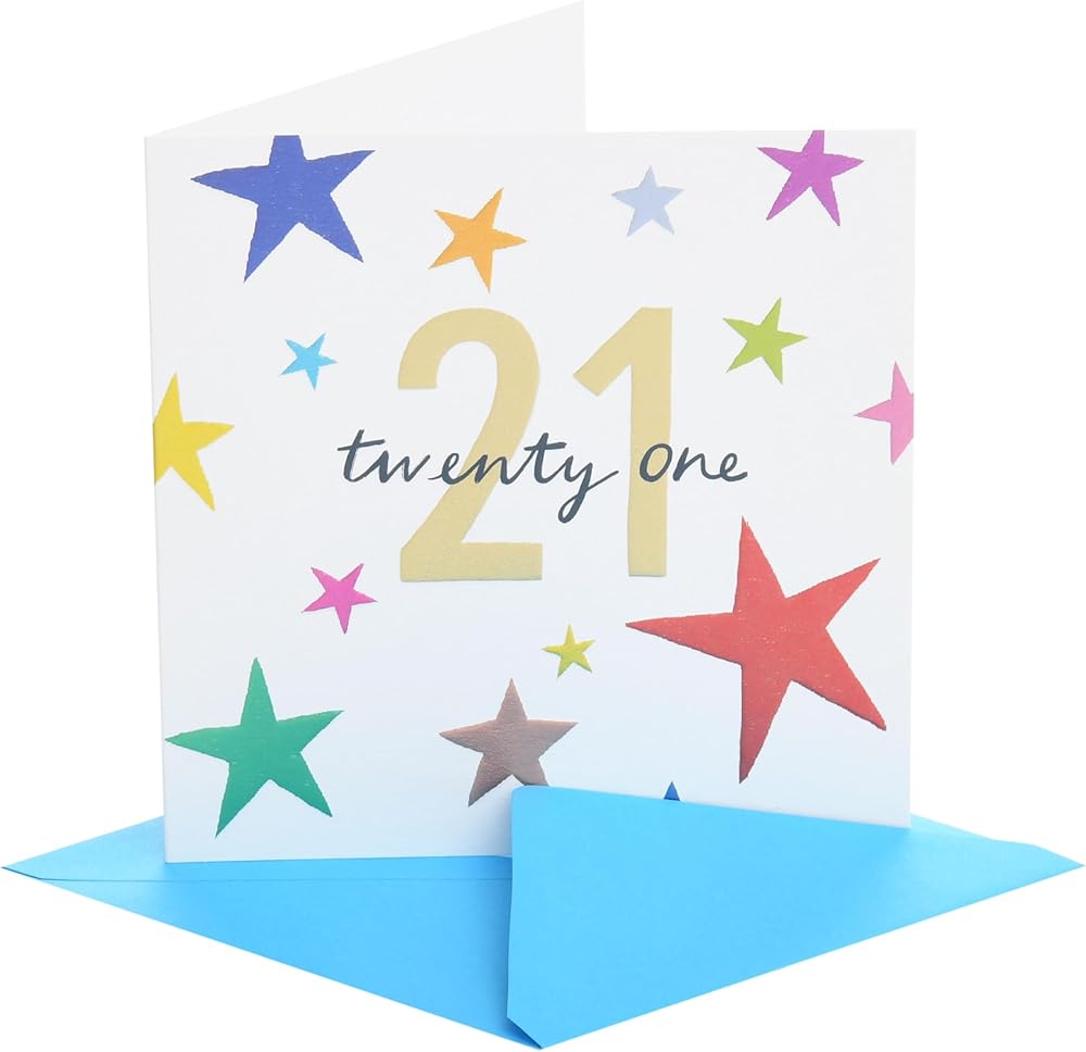 Colourful Stars Design 21st Birthday Card