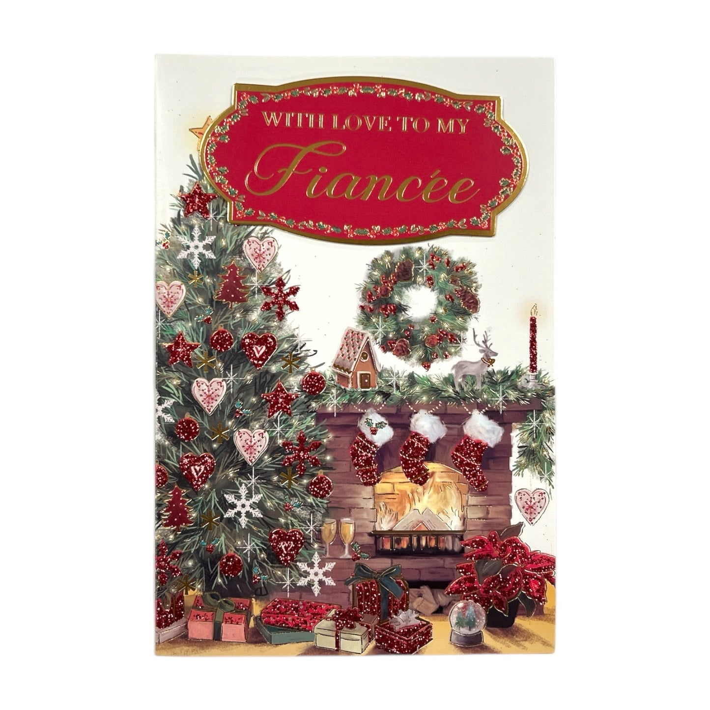 With Love To My Fiancee Amazing Decorated Room Design Christmas Card