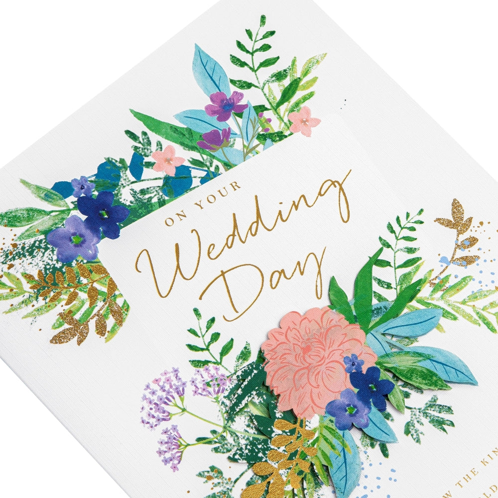 Traditional Floral Design with Heartfelt Verse Wedding Congratulations Card