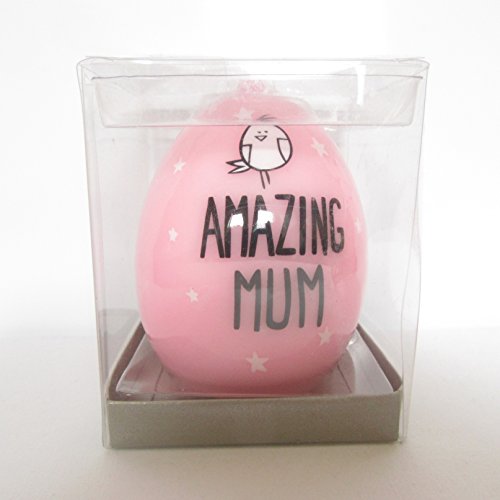 Amazing Mum" Cute Pink Novelty Pillar Wax Candle