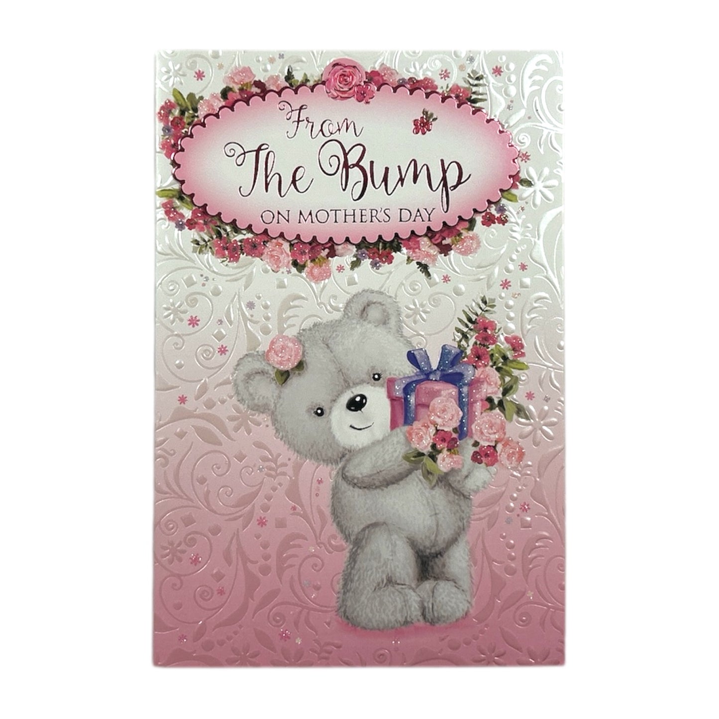 From The Bump Teddy Holding Flowers Design Mother's Day Card