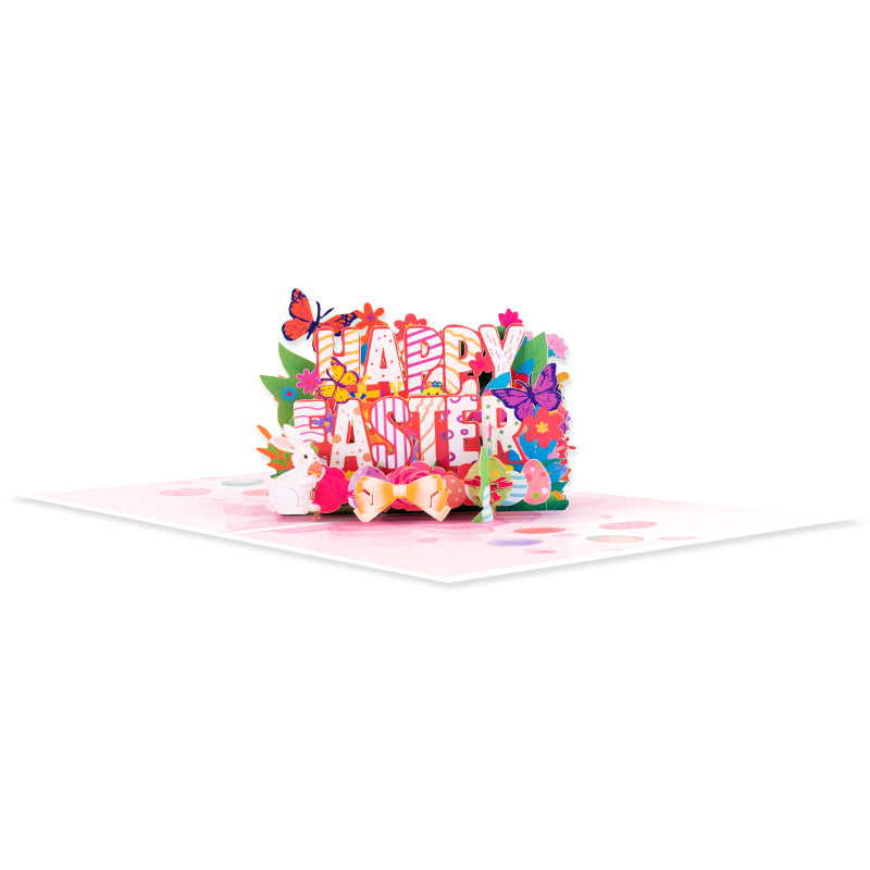 Colorful Ink Stripes Happy Easter 3D Pop Up Card - Kids Family Spring Festive