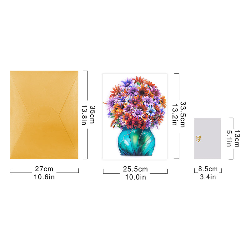 Daisy Delight Vibrant 3D Pop Up Flower Vase Greeting Card - Birthday Anniversary Mother's Valentine's Day