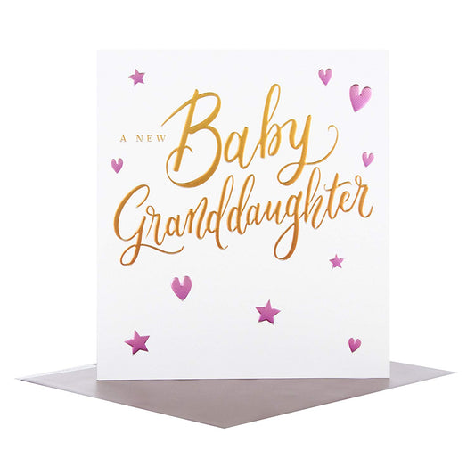 A New Baby Granddaughter Hearts and Stars Design Congratulations Card