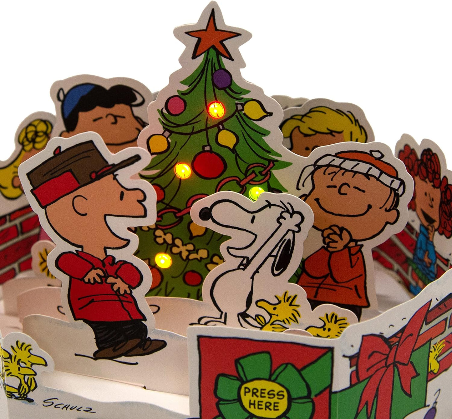 3D Light & Music Pop Up Peanuts Seasons Xmas Tree Christmas Card