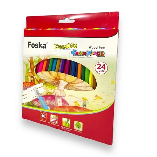 Pack of 24 7" Drawing Erasable Colouring Pencils Set