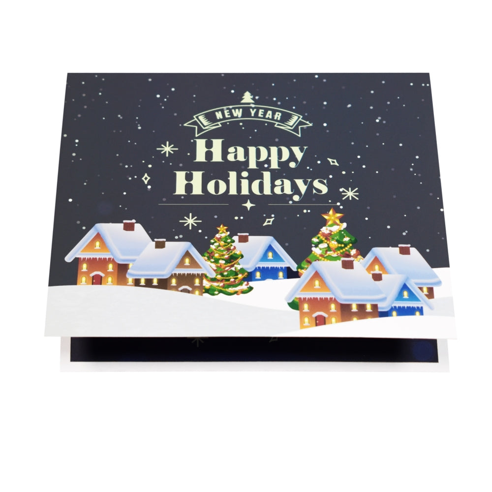 Snowy Night Scene Happy Holidays & New Year 3D Pop Up Christmas Card