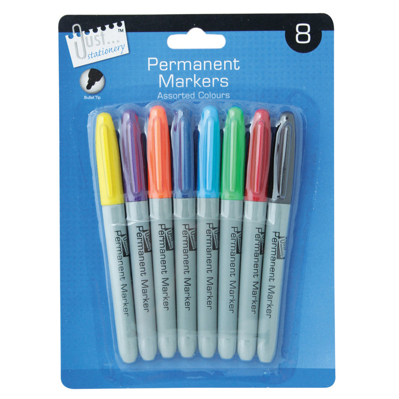 Pack Of 8 Coloured Permanent Markers