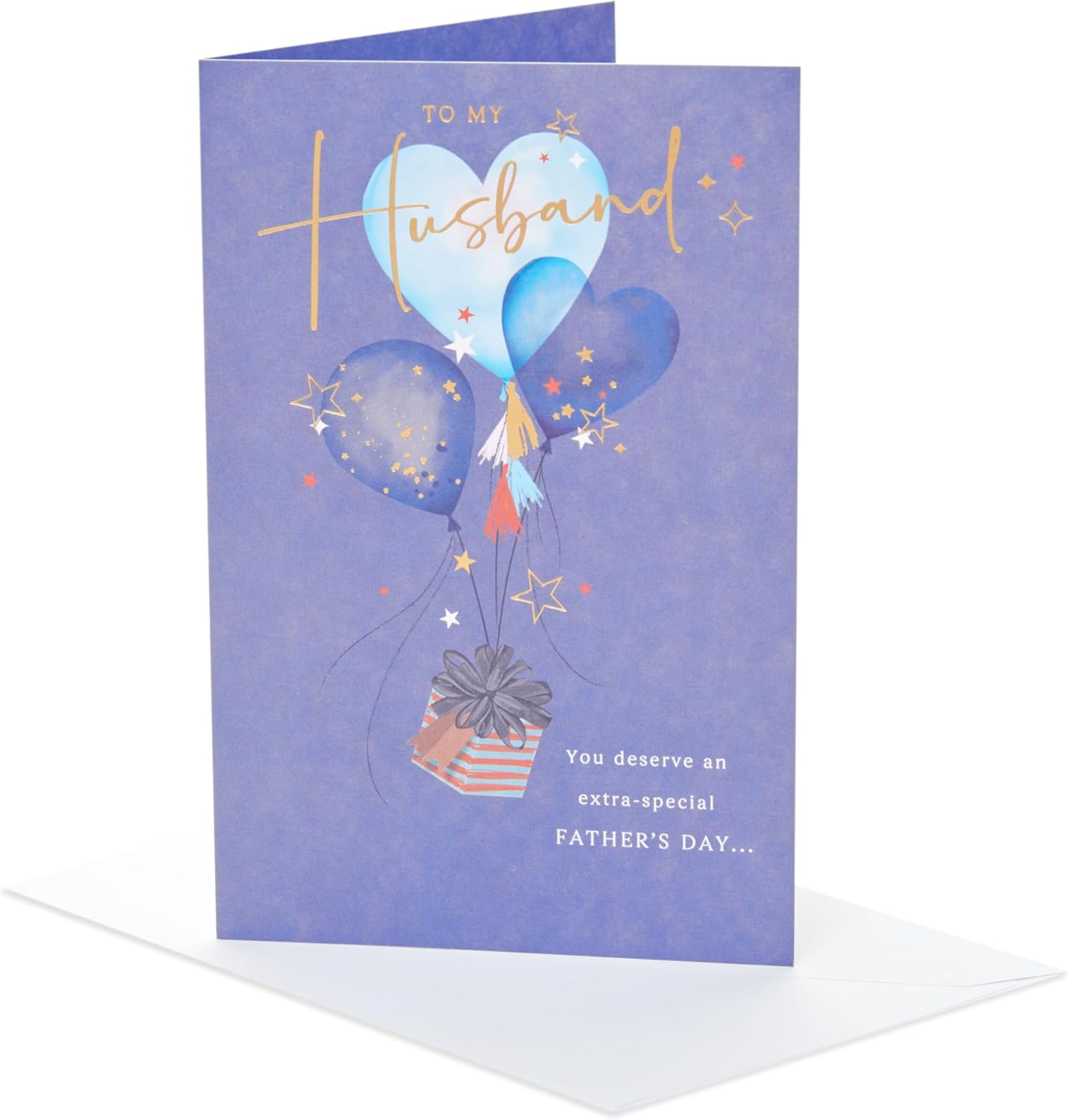 Heart Balloons and Present Design Husband Father's Day Card